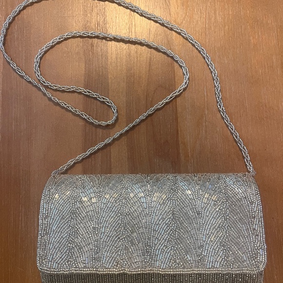 Silver Beaded Evening Bag - Picture 2 of 13